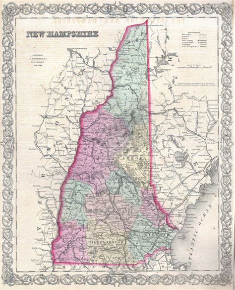 Large Detailed Old Administrative Map Of New Hampshire State With Roads