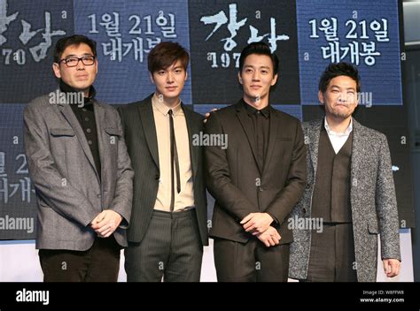 From Left South Korean Director Yoo Ha Actors Lee Min Ho Kim Rae