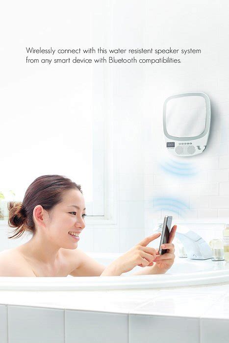 Artsound Ar6001wh Bluetooth Wireless Shower Speaker With Fogless Mirror Built In Radio Fmam