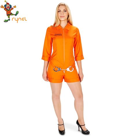 Orange Classic Cosplay Short Jumpsuit Halloween Womens Prisoner Costume Buy Prisoner Costume