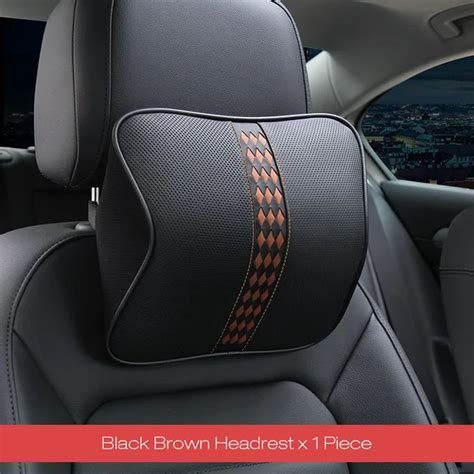 Loen Leather Car Seat Support Cover Lumbar Back Rest Cushion Memory