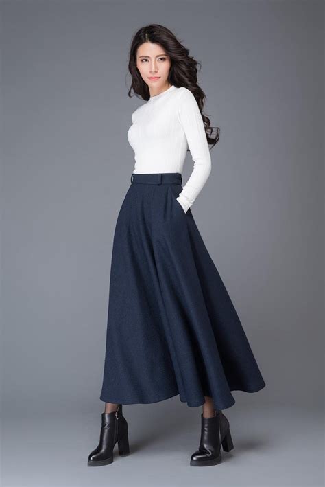 winter skirt blue wool skirt long skirt vintage skirt high etsy in 2021 long wool skirt