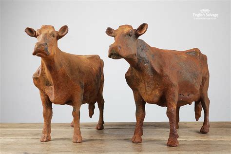 Cast Metal Rusty Cow Figures
