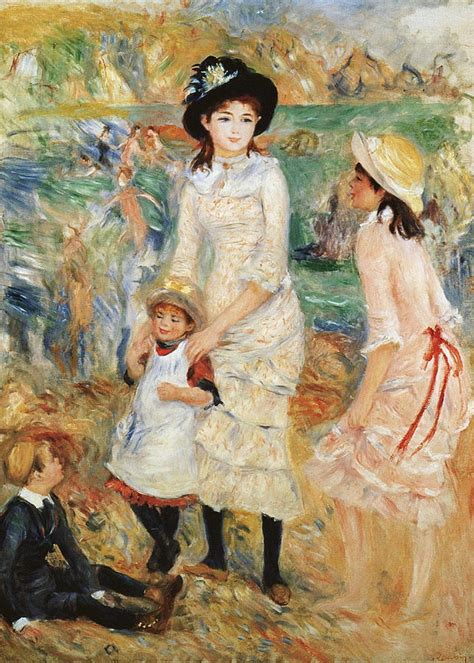 Children On The Seashore Guernsey Painting By Auguste Renoir Pixels