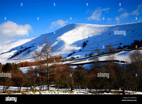 Winter Snow On Lose Hill And Back Tor From Edale Valley Peak District