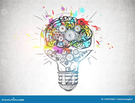 Light Bulb With Gear Brain Creative Thinking Stock Photo Image Of