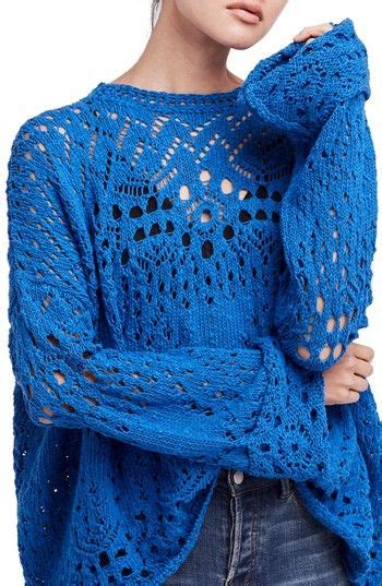 Free People Traveling Lace Sweater In This Gorgeous Blue A Romantic