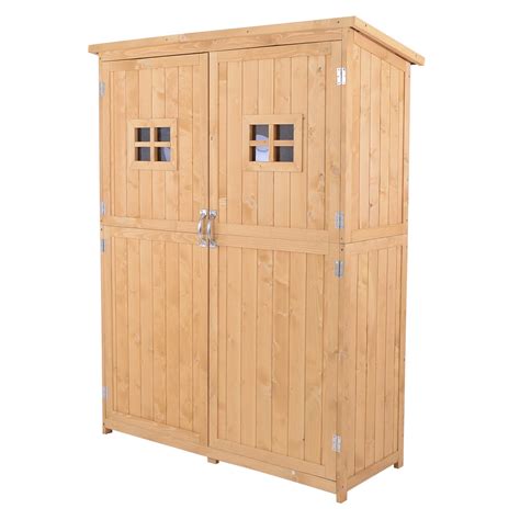 Outsunny Wooden Garden Shed Wtwo Windows Tool Storage Cabinet