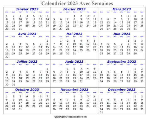 Calendrier 2023 Avec Semaine Imprimable The Calendrier