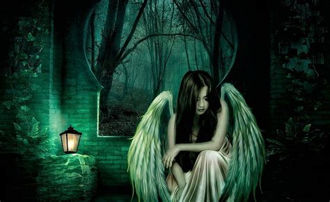 Hd Wallpaper Fantasy Angel Forest Girl Gothic Lantern Window