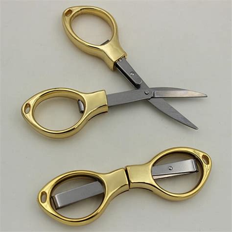Creative Portable Stainless Steel Folding Travel Gold Scissors Office