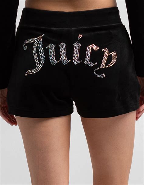 JUICY COUTURE Womens Velour Bling Shorts BLACK Tillys