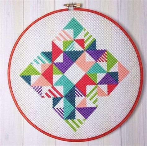Geometric Cross Stitch Kit Geometric Embroidery Design Etsy Uk
