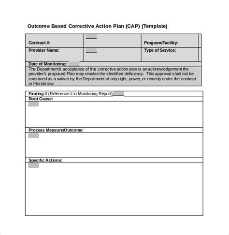 Free Sample Corrective Action Plan Templates In Pdf D