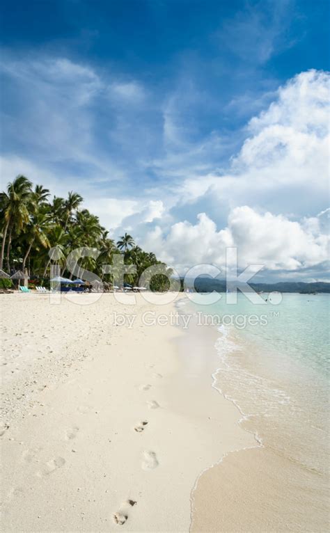 Boracay Island White Beach Philippines Vertical Panorama Stock Photo