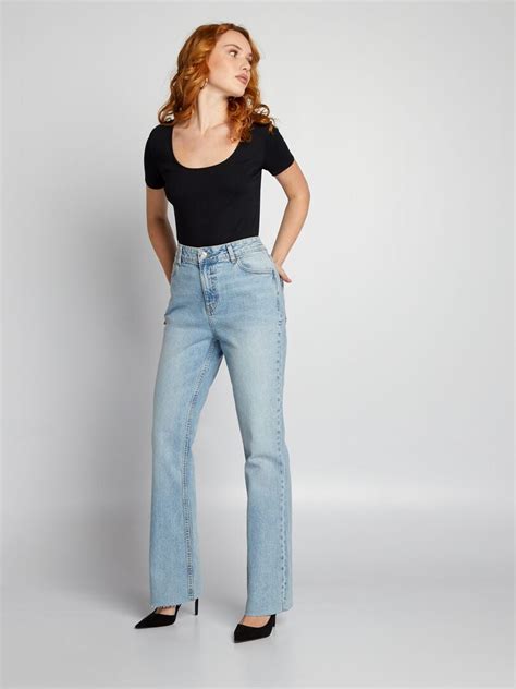 Flared Jeans Met Hoge Taille Blauw Kiabi