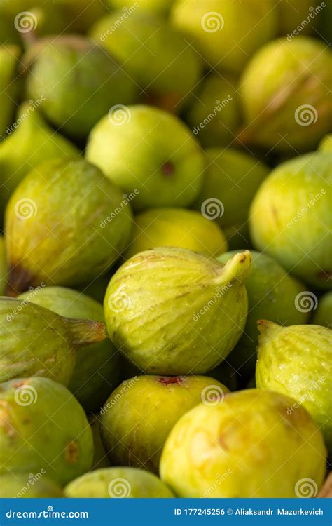 Fresh Ripe Yellow Figs At Farmers Market Close Up Stock Photo Image
