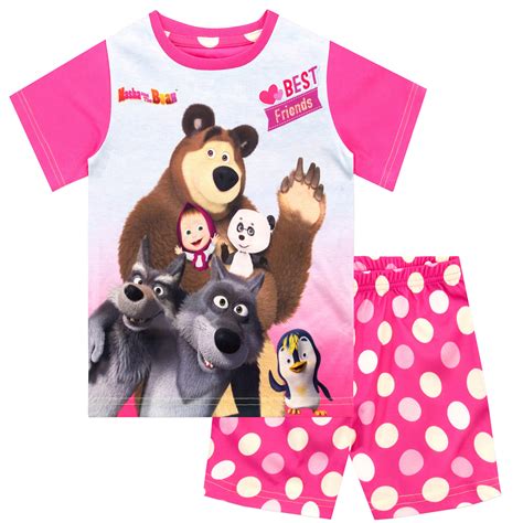 Girls Masha And The Bear Short Pyjamas Official