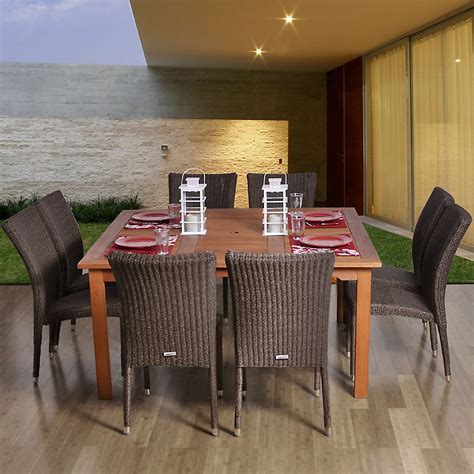 If you can wait to purchase your dream patio furniture, then you can save. Amazonia 9-Piece Paris Eucalyptus Square Dining Set