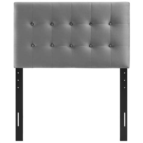 Emily Twin Biscuit Tufted Performance Velvet Headboard Gray Fiber By