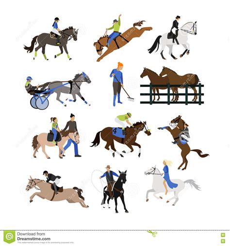 Vector Set Of Riding Characters Icons Isolated On White Background