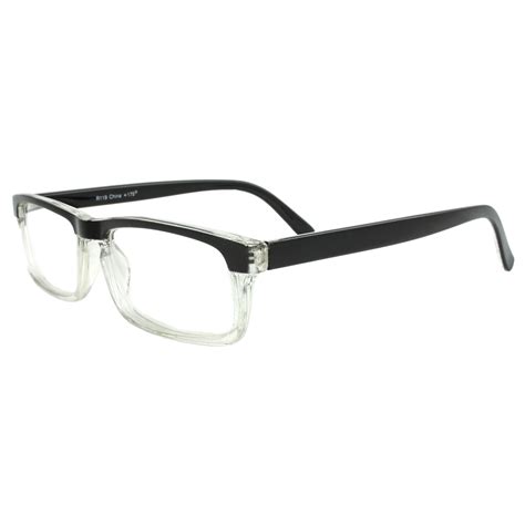 Mlc Eyewear Rectangle Frame 1 25 Reading Glasses Black Clear