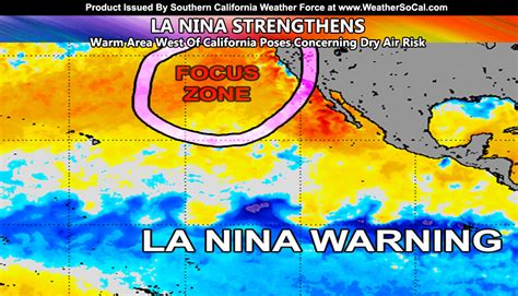 La Nina Continues To Strengthen Concerning Warm Spot West Of