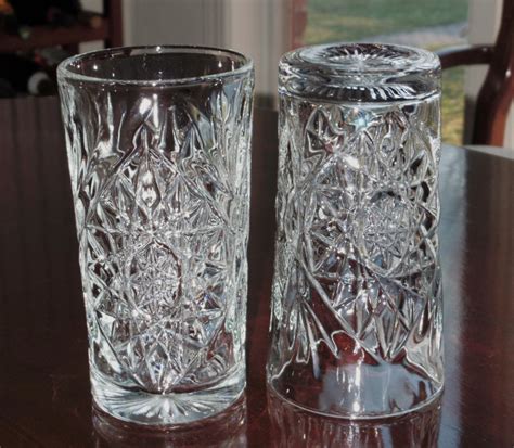 2 Libbey Hobstar Glasses 6 1 4 Tumblers Water Or High Etsy