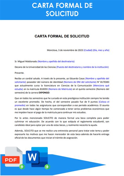 Ejemplos De Cartas De Solicitud Gratis En Formato Word 2023