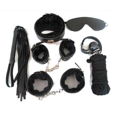 Adult Game 7 Pcs Set Handcuffs Gag Clamps Whip Collar Erotic Toy