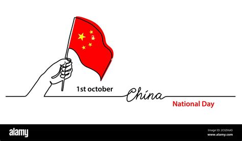Fondo Del Día Nacional De China Con La Bandera Y La Mano Chinas Banner