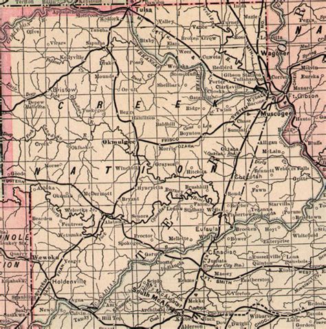 Creek Nation Indian Territory 1903 1905 Map Reprint