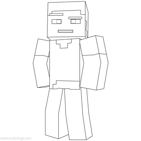 Minecraft Steve Coloring Pages With Diamond Armor XColorings