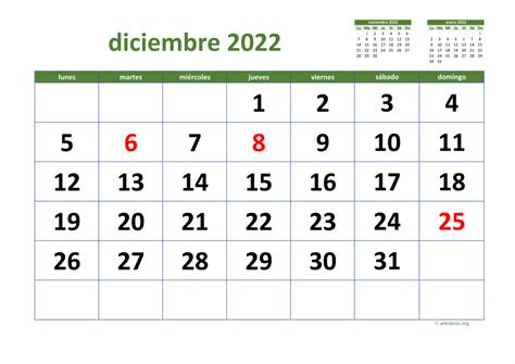 Calendario Diciembre 2022
