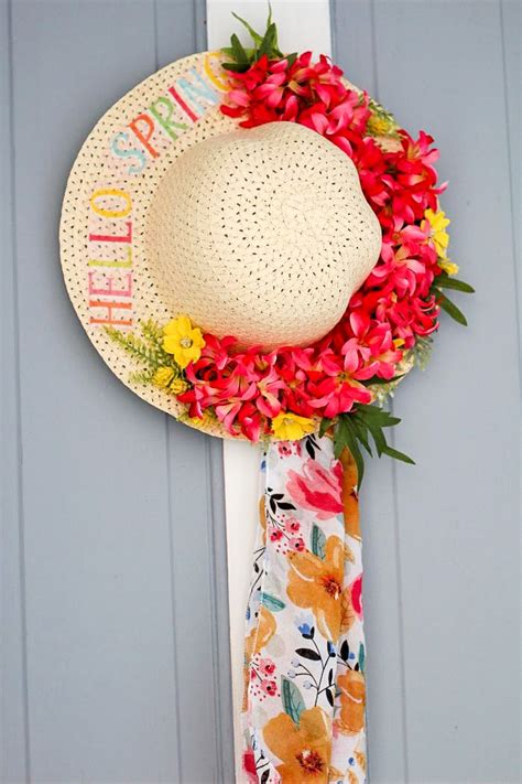 Diy Spring Straw Hat Front Door Decor Pallet And Pantry