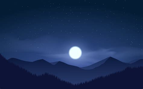 Mountain At Night With Moon And Stars 3066675 Vector Art At Vecteezy
