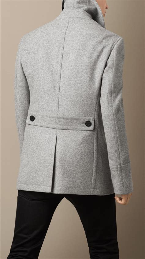 Lyst Burberry Wool Cashmere Pea Coat In Gray For Men