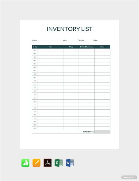 Printable Master Inventory List Free Printable Download