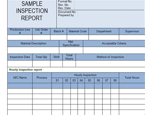 Inspection Report Template Xls Templates Example Report