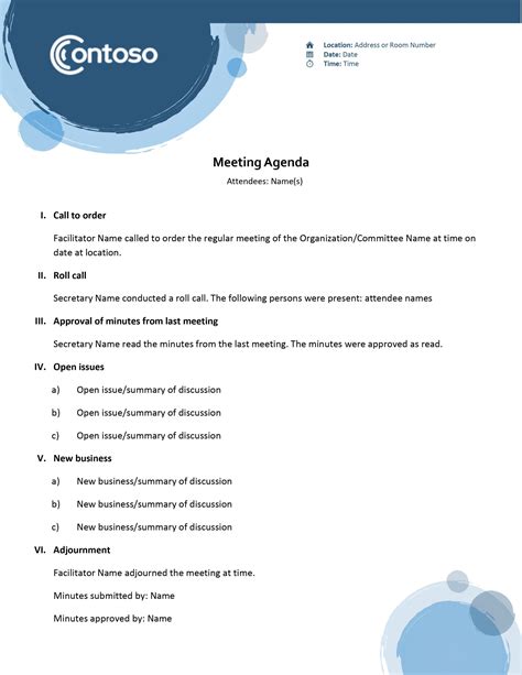Meeting Agenda Template In Outlook • Invitation Template Ideas