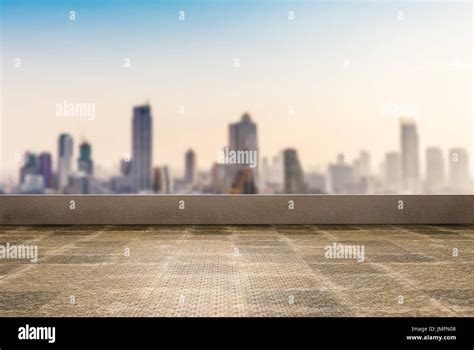 Roof Top Balcony With Cityscape Background Stock Photo Alamy