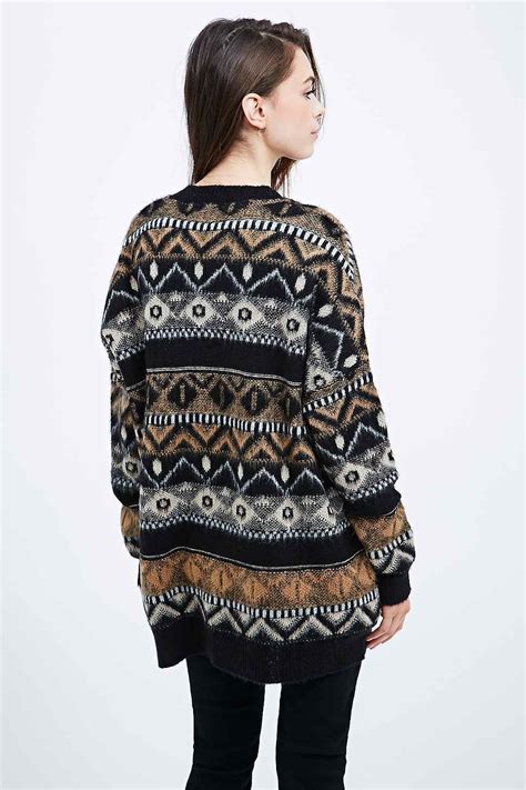 bdg brushed tribal cardigan in black tribal cardigan cardigan urban outfitters