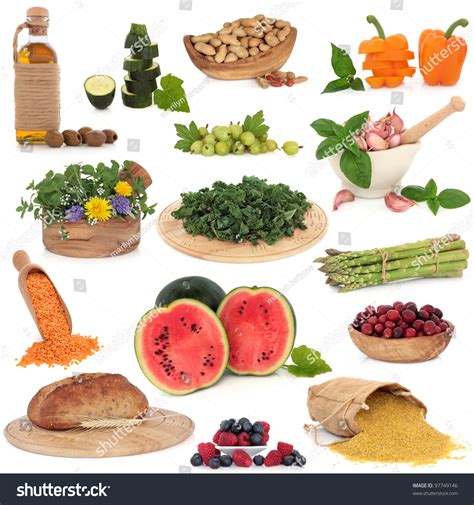 Large Collection Healthy Food Items Isolated Stock Photo 97749146