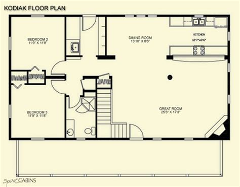 Ft., 4 bedrooms & 2 bathrooms. 2 bedroom loft cabin floor plans - Google Search in 2020 ...