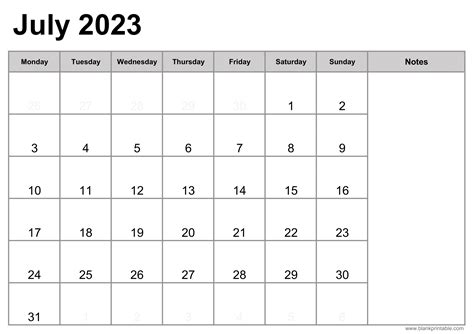 Free Printable Monthly Calendar Template For 2023