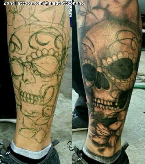 Tattoo Of Skulls Leg Gothic