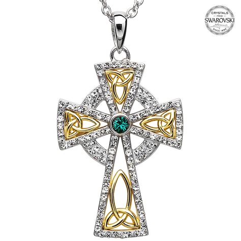 Cast pewter medium celtic cross pendant with bright cut accents. Celtic Cross Necklace - Sterling Silver and Gold Plated Trinity Gold Plated Cross Embellished ...