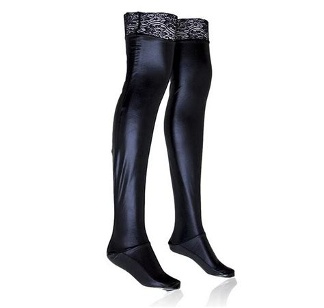 Sexy Latex Stockings Ladys Black Pvc Pole Dance Lace Leather Erotic