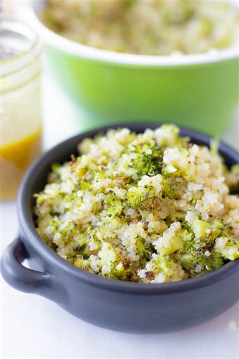 Toss your prepped salad ingredients (broccoli florets, grated carrot, chopped shallot, toasted almonds, dried cranberries and grated cheddar cheese) in a large mixing bowl. Roasted Broccoli Quinoa Salad with Honey Mustard Dressing ...