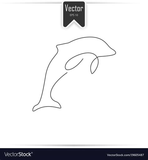 One Line Dolphin Design Silhouette Royalty Free Vector Image